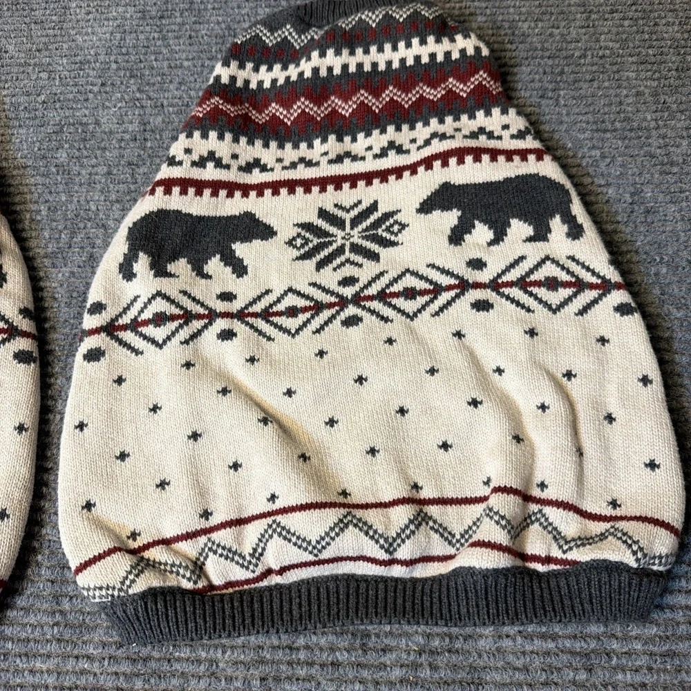 Lands' End Fair Isle Bear Dog Family Holiday Sweater,Cream,Size MED Dog Sweater
